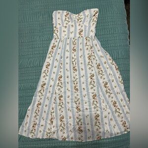 Reformation Strapless Floral Striped Dress